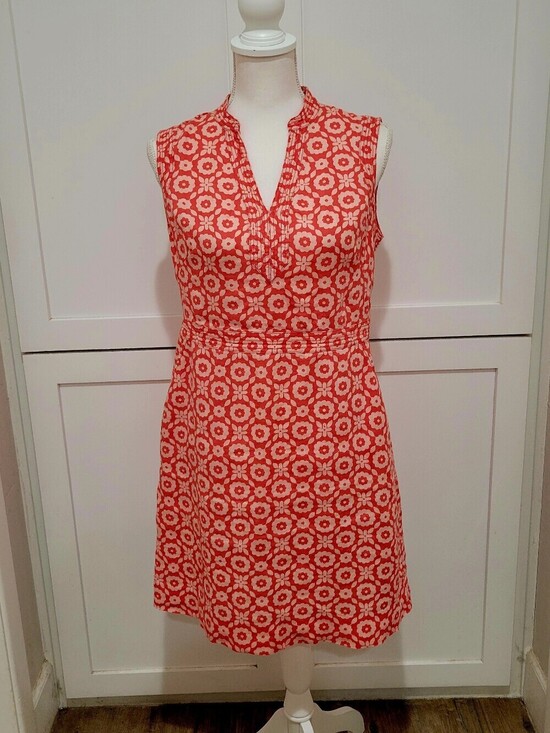 Boden Dresses & Skirts - Boden 100% Linen Orange & Cream Sleeveless Floral Mini Dress | Size 6P